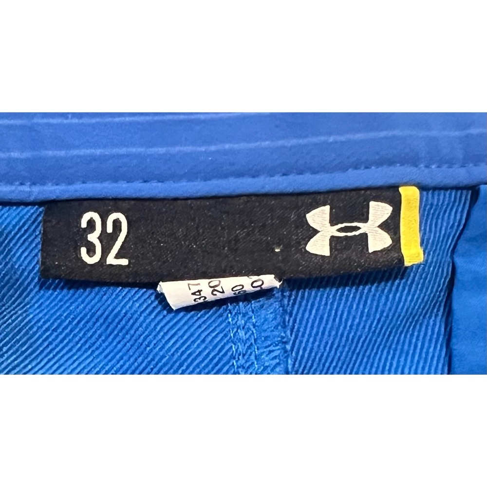 Under Armour Mens Golf Shorts Blue Pinstripe Performance Flat Front Size 32 - Picture 3 of 6